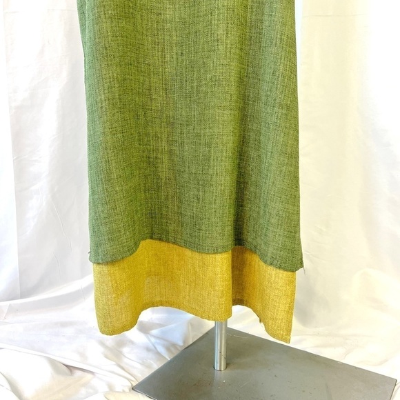 LASAGNIE GREEN DRESS MAXI DRESS LAYERED DRESS SLIT ON THE SIDE BOXY SHAPE 16 - Picture 6 of 16